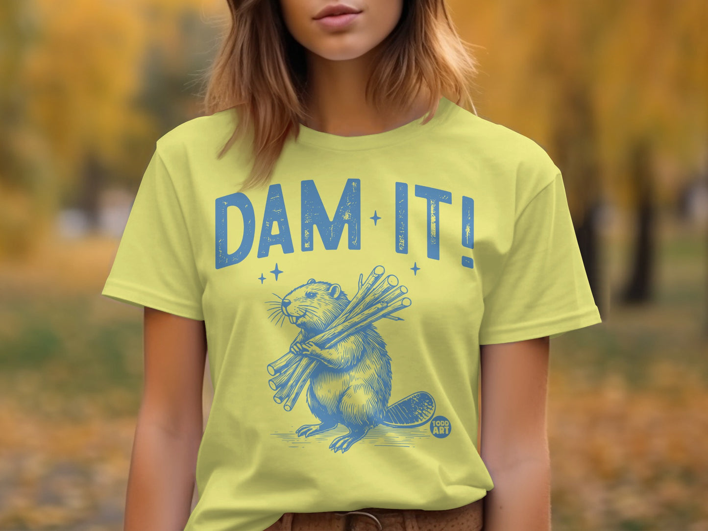 Funny Dam It Beaver Graphic Design T-shirt
