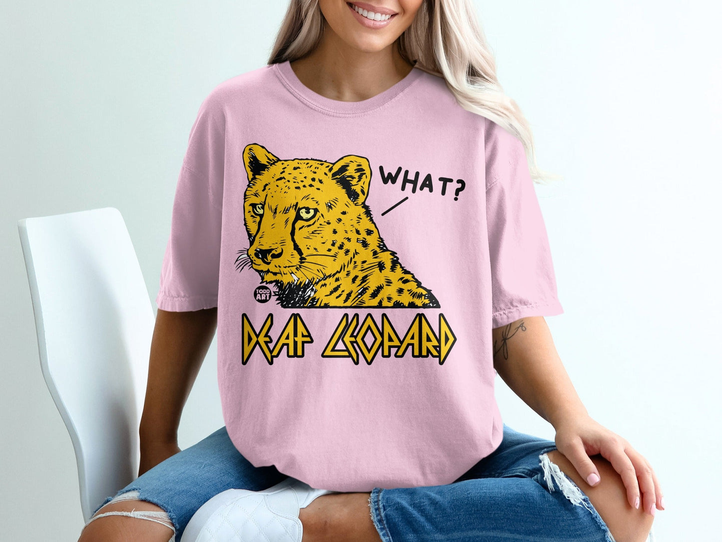 Deaf Leopard What? Graphic T-shirt Casual Wear
