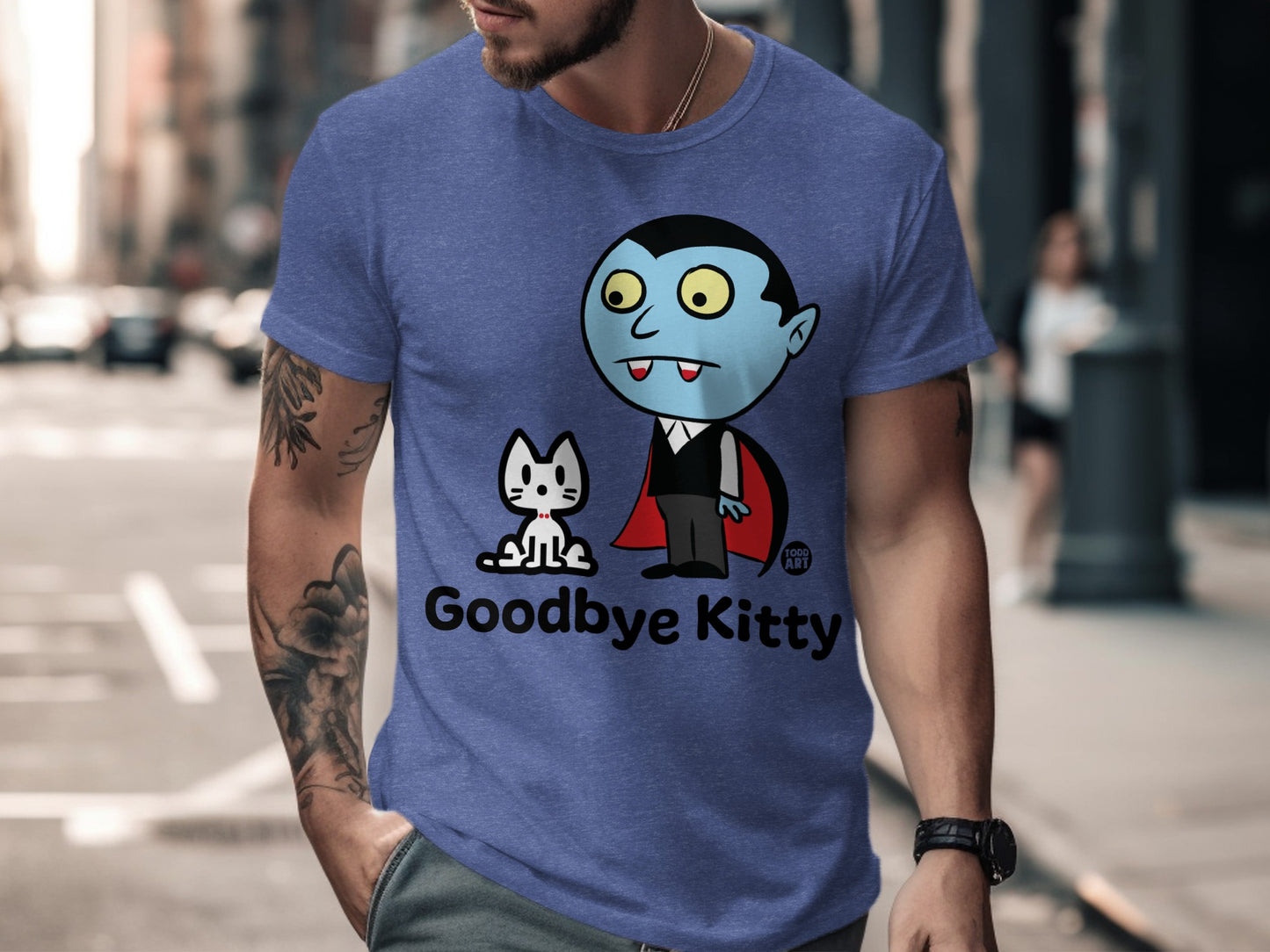 Funny Vampire Goodbye Kitty T-Shirt for Men