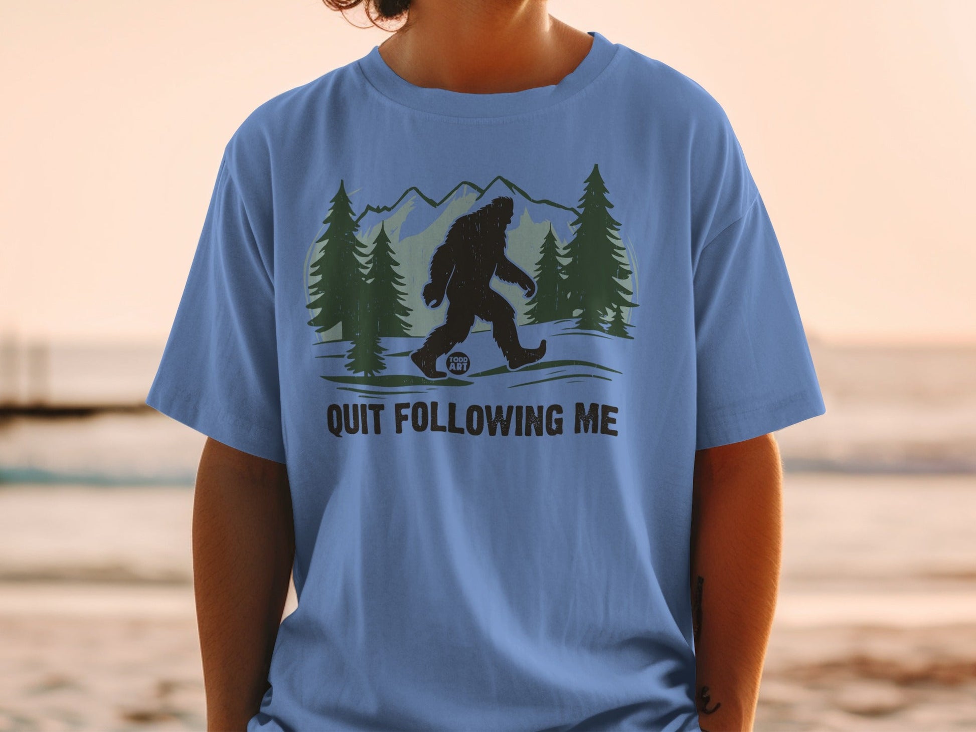 Quit Following Me Bigfoot Graphic Tee Shirt
