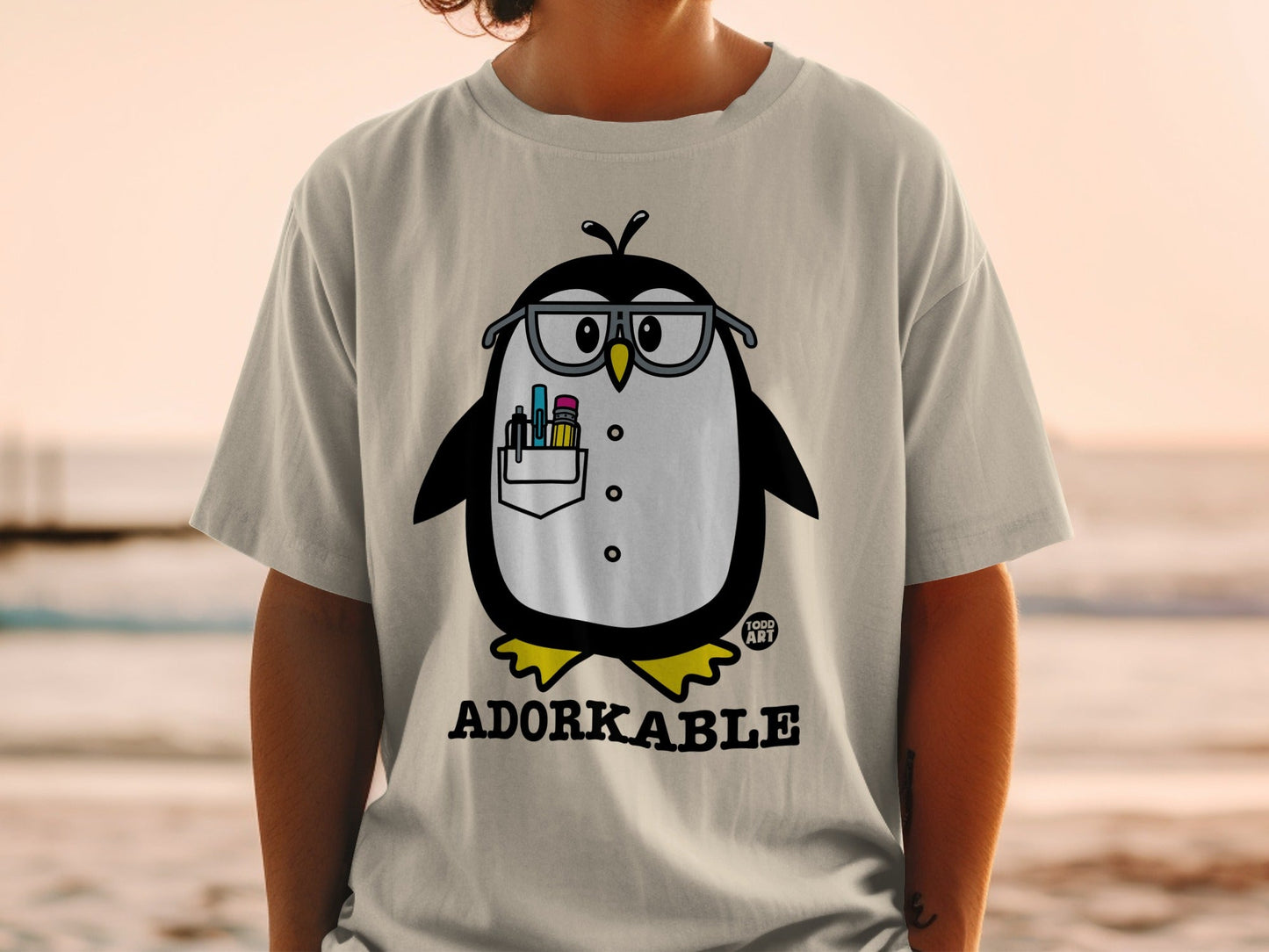 Adorkable Penguin T-Shirts, Nerdy Penguin with Glasses Tee, Cute Cartoon Animal Shirt, Smart Bird Lover Gift T-Shirts, Funny Graphic Tee