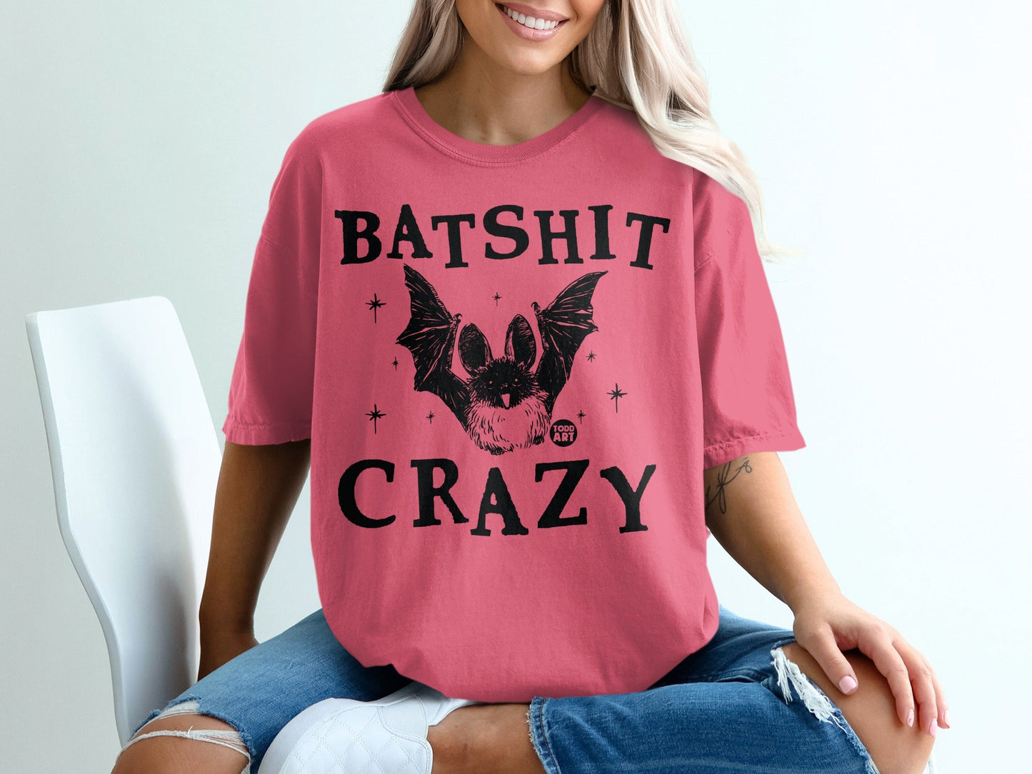 Batshit Crazy Pink Graphic Printed Tshirt Product