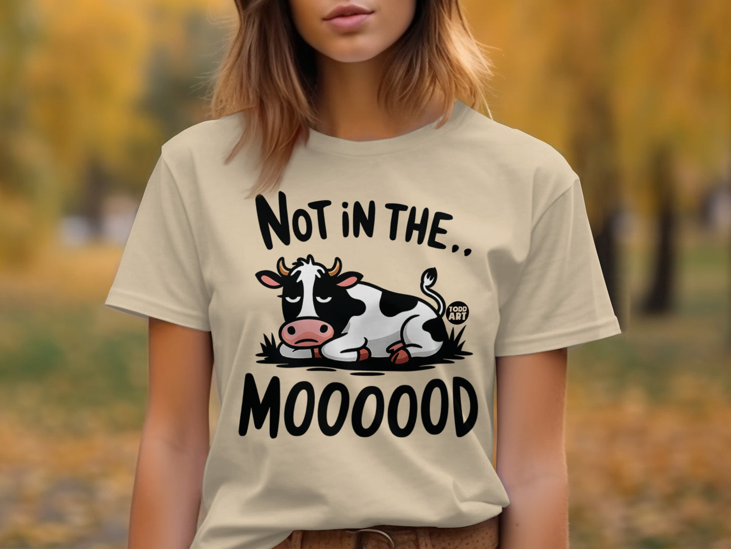 Not In The Mooooood Funny Cow Graphic T-Shirt