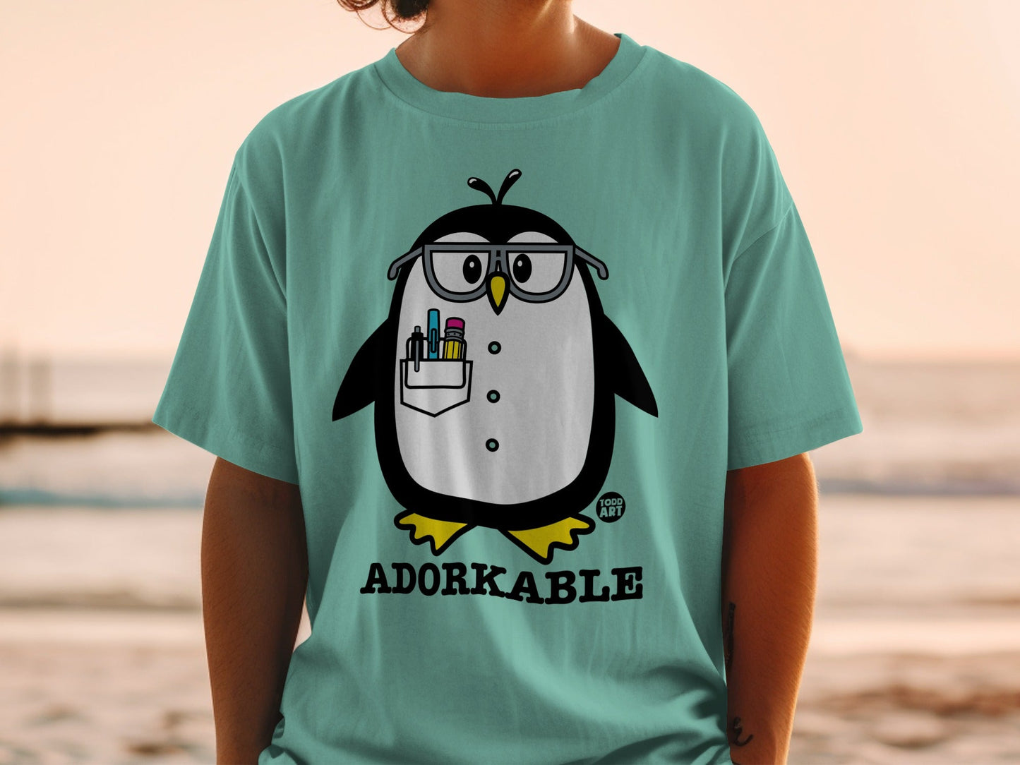 Adorkable Penguin T-Shirts, Nerdy Penguin with Glasses Tee, Cute Cartoon Animal Shirt, Smart Bird Lover Gift T-Shirts, Funny Graphic Tee