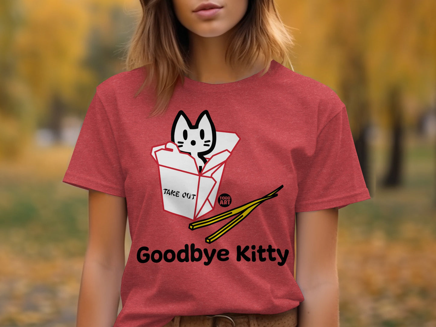 Funny Goodbye Kitty Take Out Box T-Shirt Design