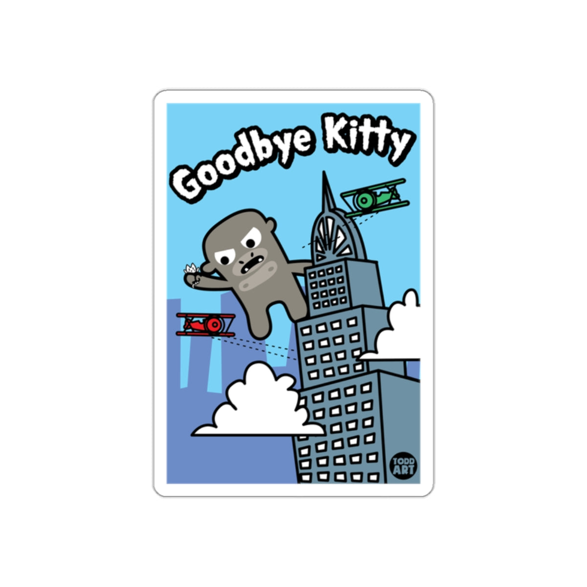 Goodbye Kitty Parody Art on a High Rise Sticker