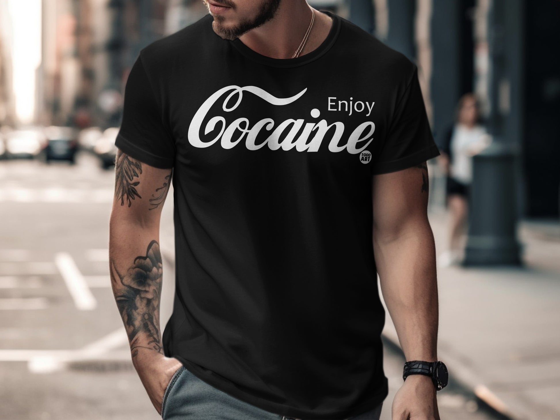Enjoy Cocaine Design Graphic Statement Shirt
