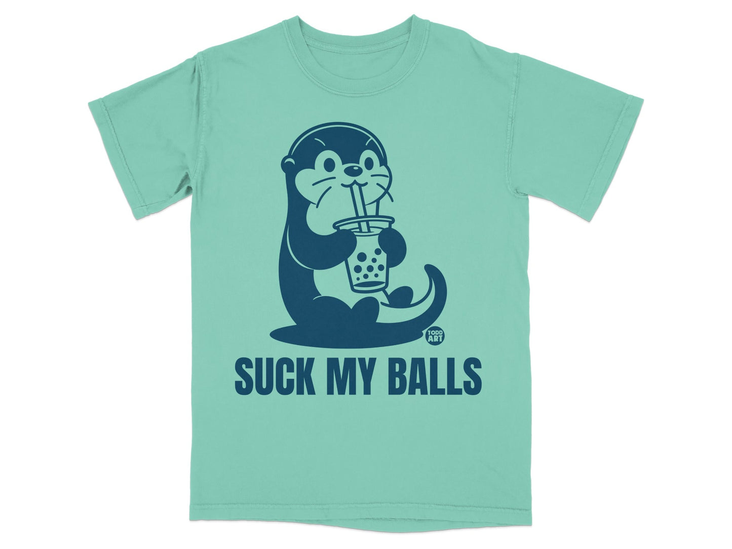 Funny Otter Drinking Boba Tea Suck My Balls T-shirt