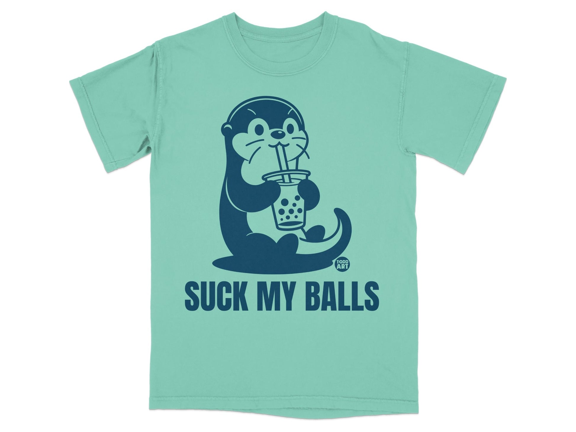 Funny Otter Drinking Boba Tea Suck My Balls T-shirt