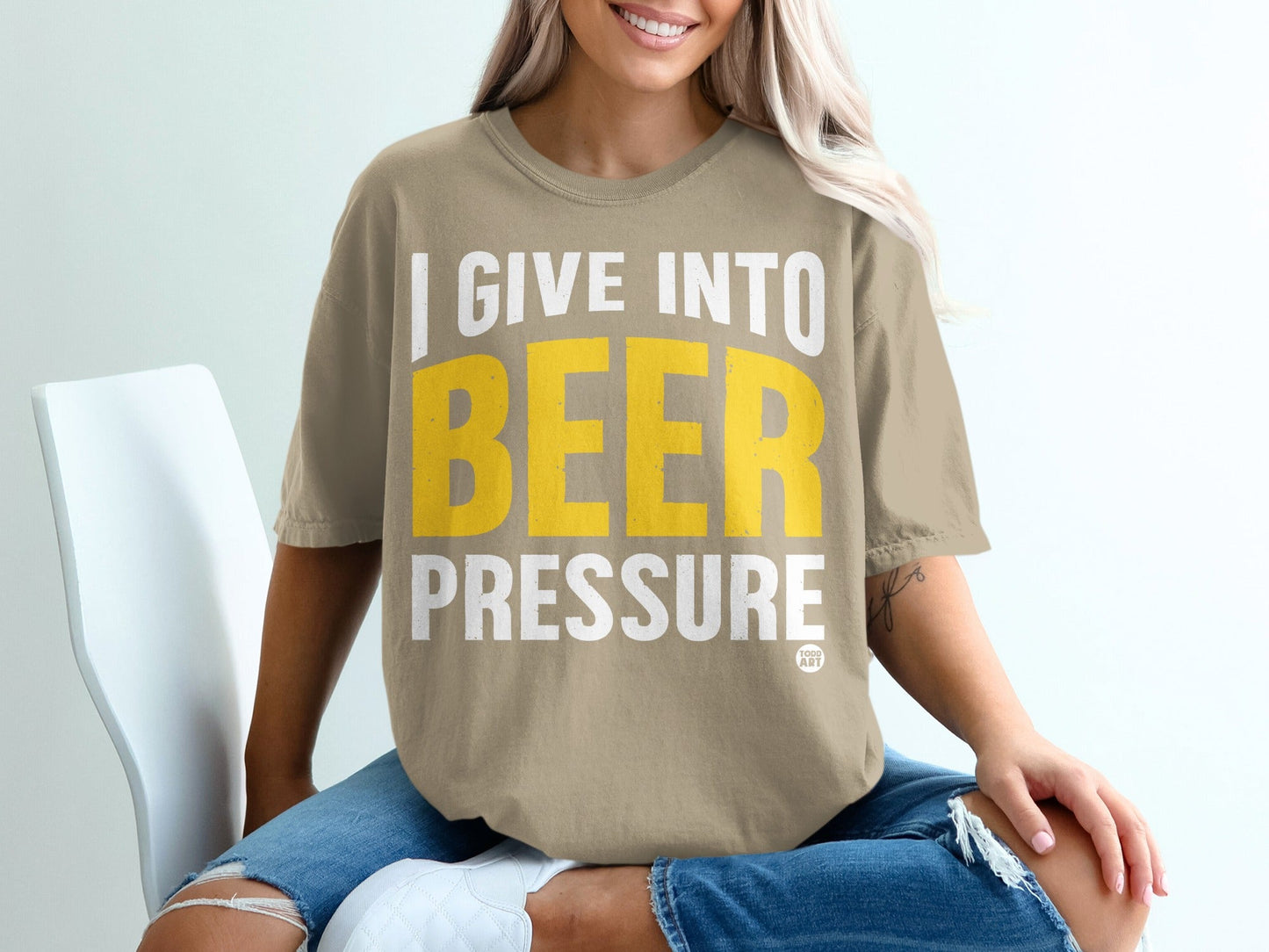 I Give Into Beer Pressure Graphic Tee Shirt Fashion Top
