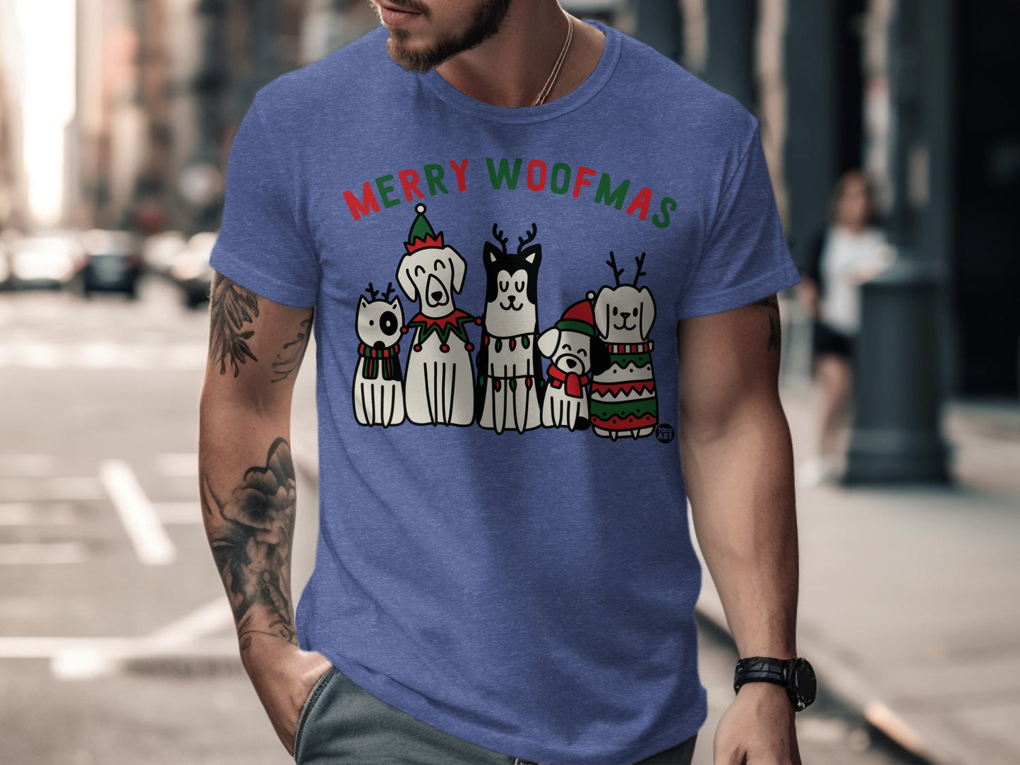 Merry Woofmas Funny Dogs Wearing Christmas Hats Shirt