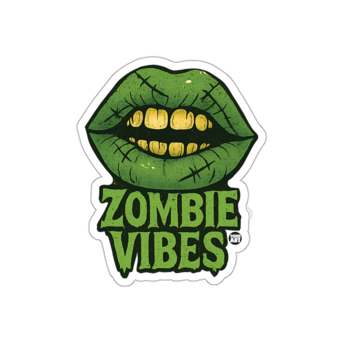 Zombie Vibes Green Lips Sticker Design