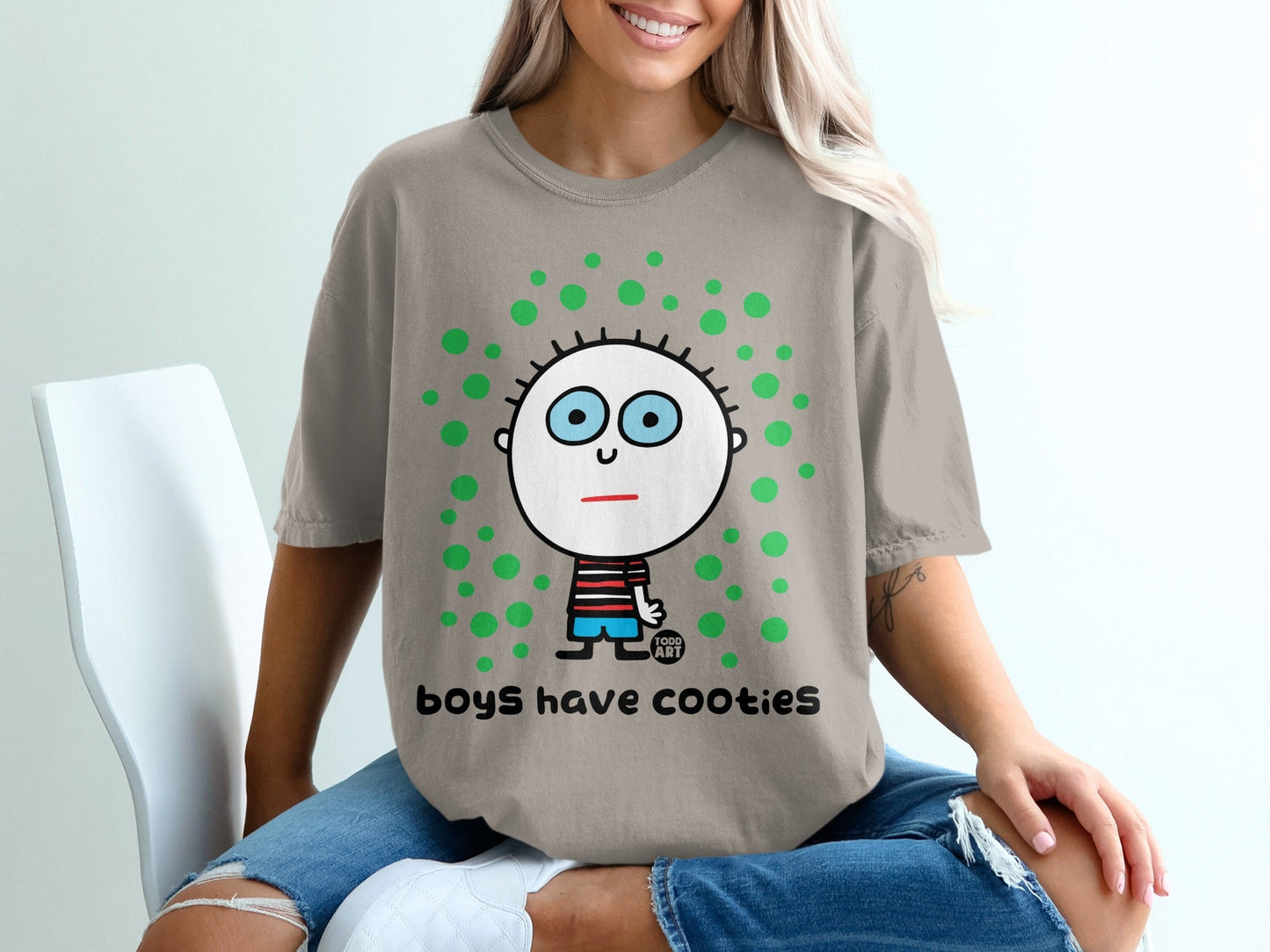 Boys Have Cooties Cartoon Character Graphic T-Shirt