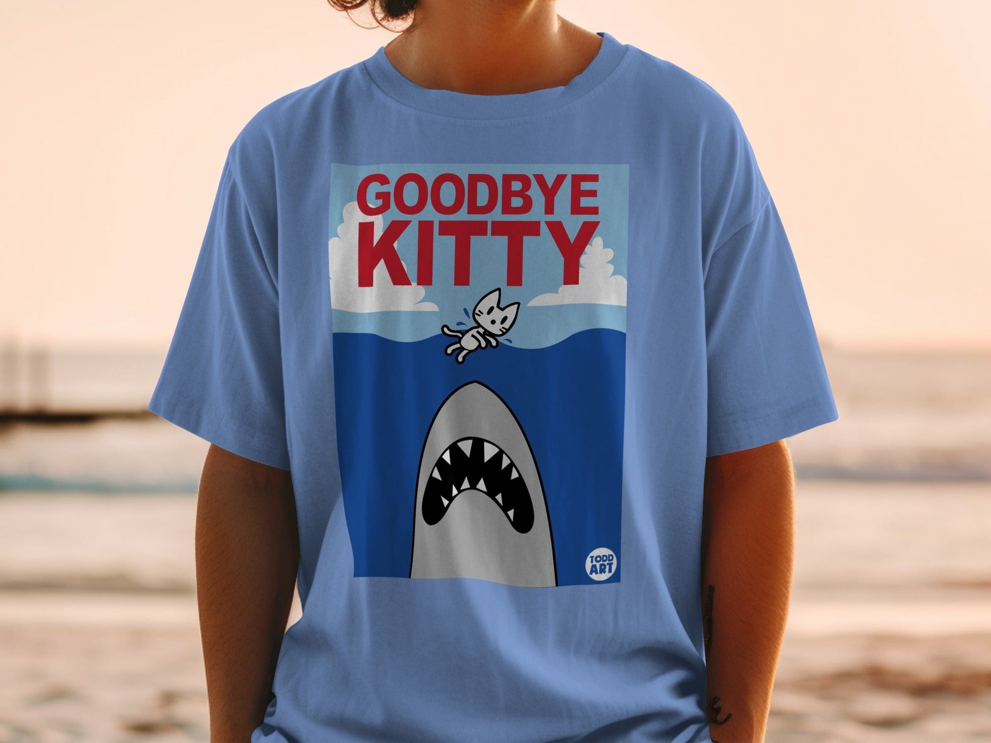 Goodbye Kitty Shark Graphic Todd Art T-shirt