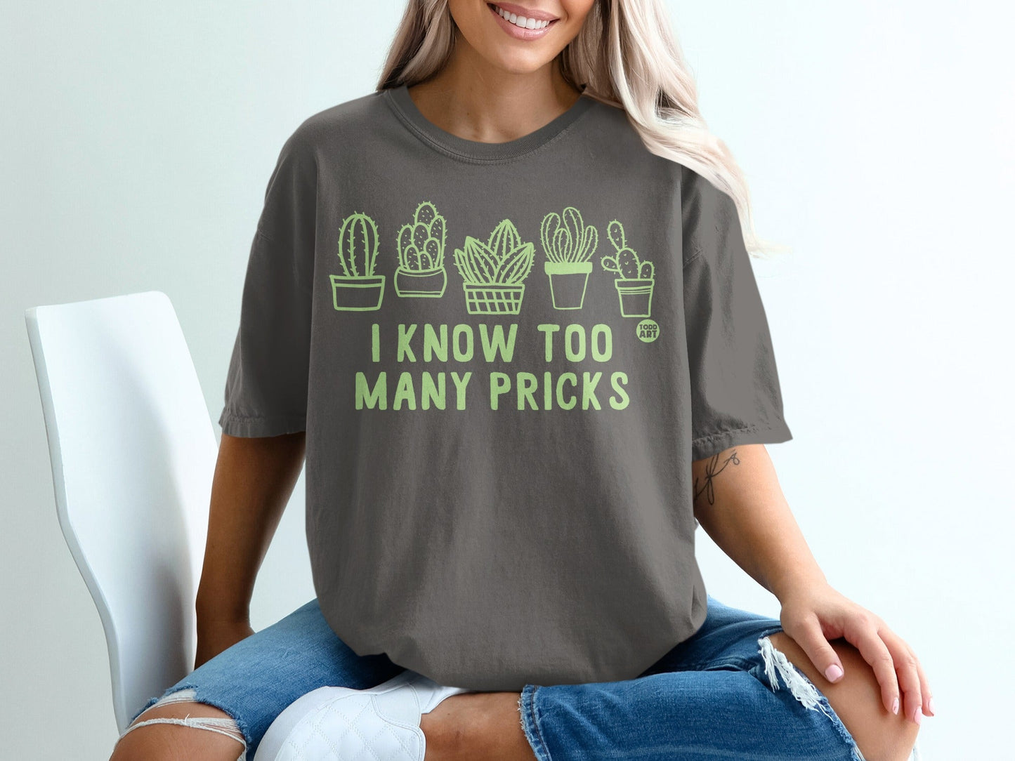 Funny Succulent Cactus I Know Too Many Pricks T-shirt