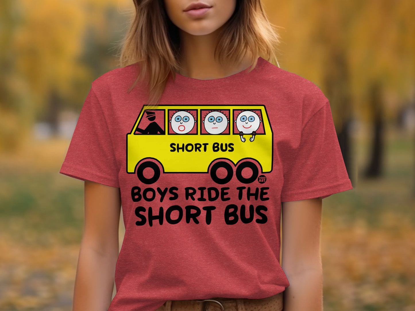 Boys Ride the Short Bus Cartoon Graphic Shirt