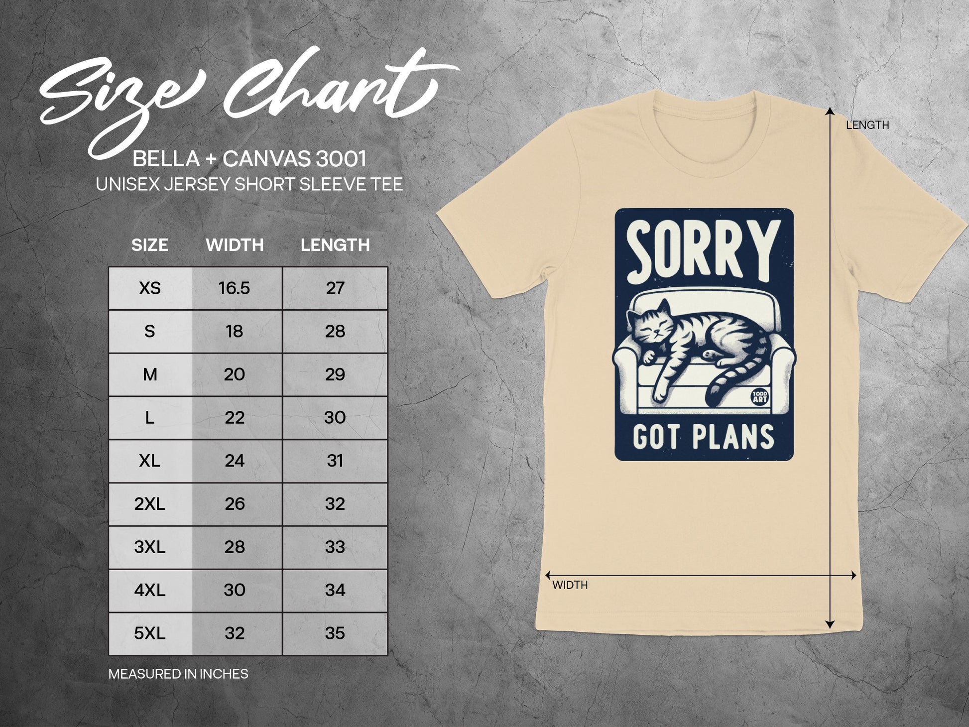 Sorry Got Plans Cat Graphic T-Shirt for All Sizes