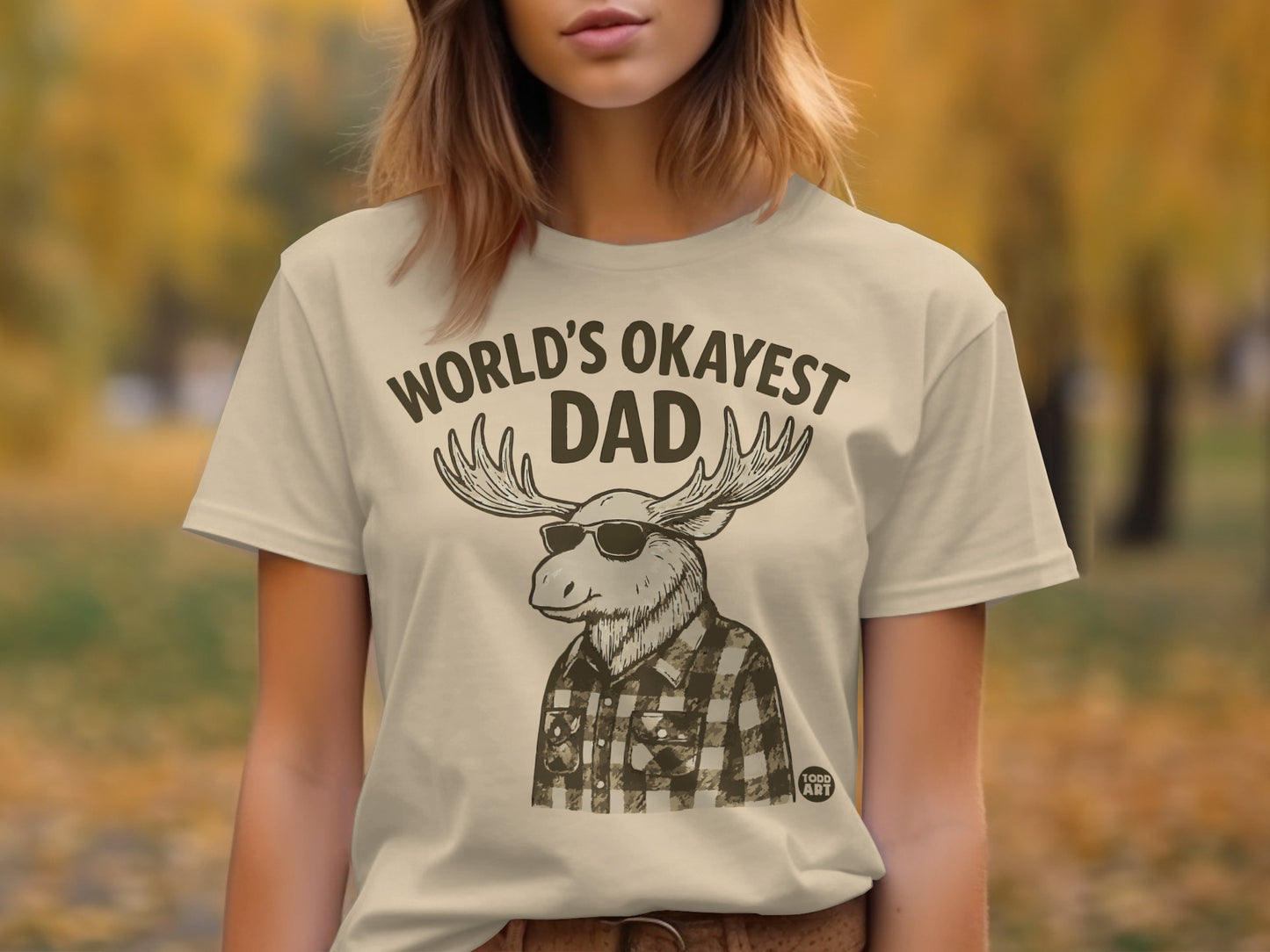 World's Okayest Dad Moose Sunglasses T-Shirt