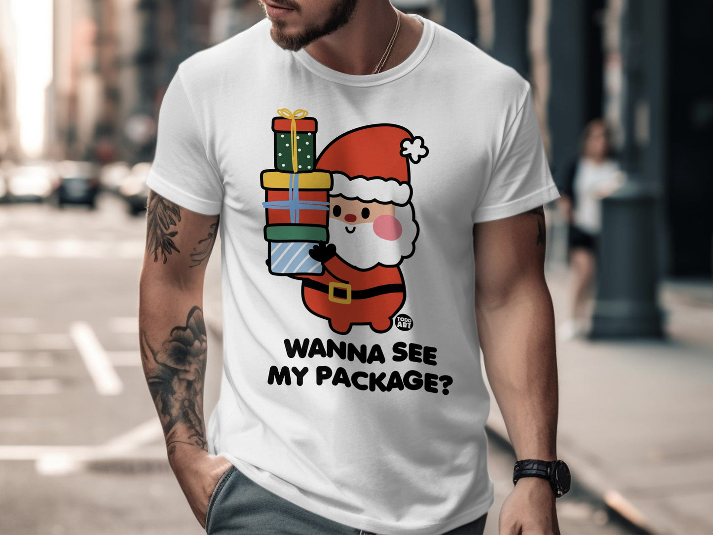 Wanna See My Package Santa Graphic T-Shirt
