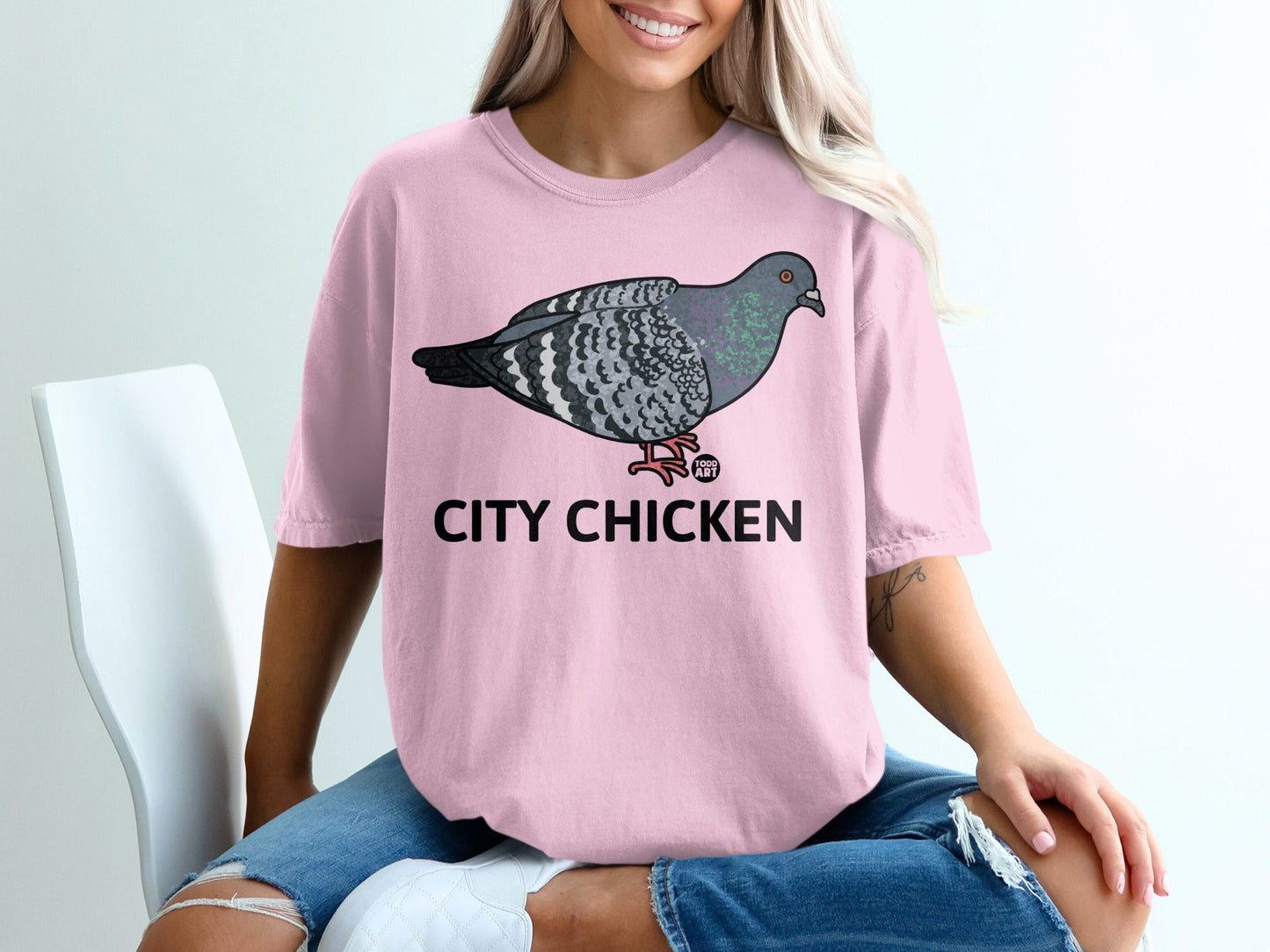 City Chicken Funny Graphic Pigeon T-Shirt