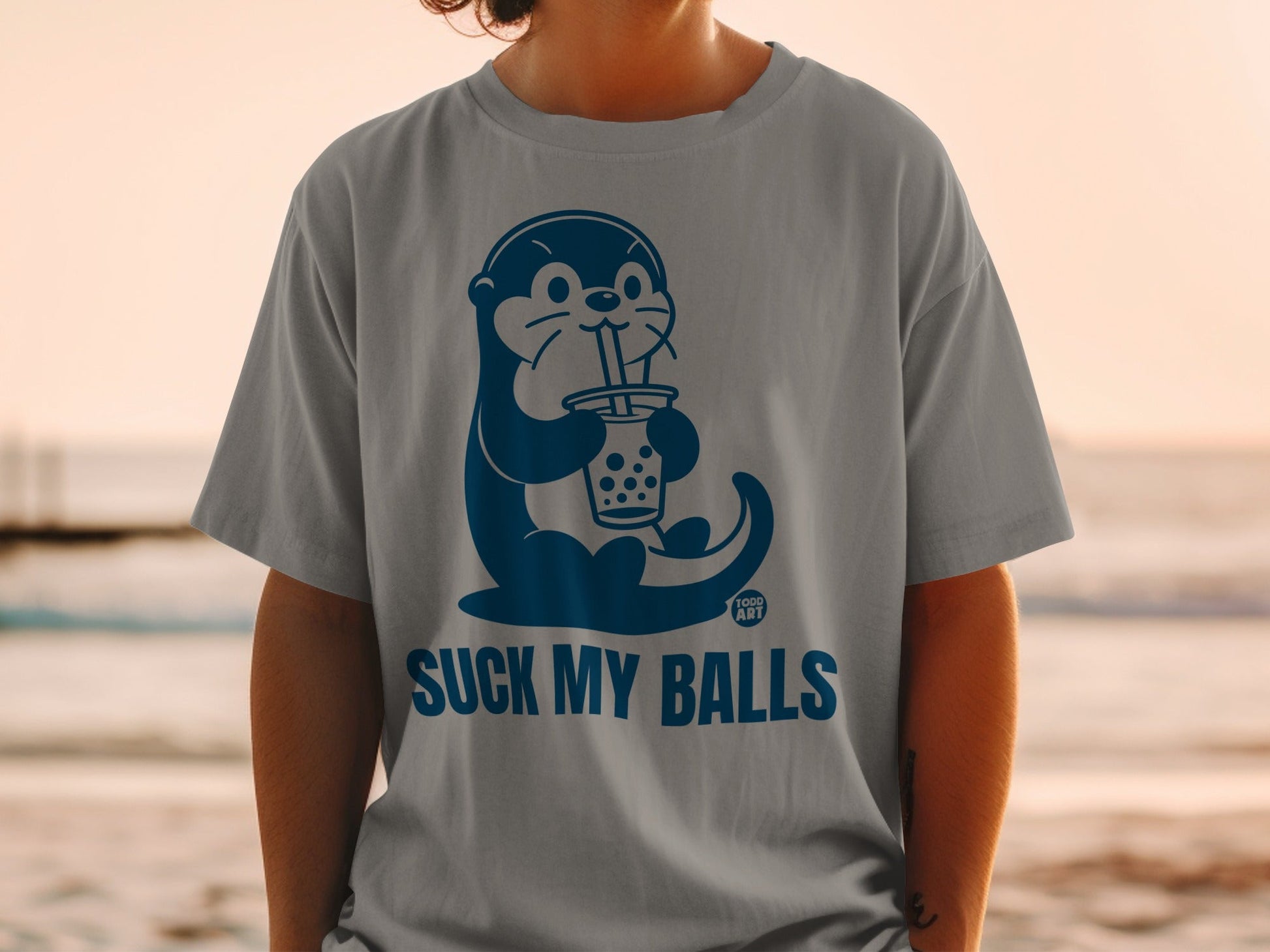 Suck My Balls Otter Bubble Tea Graphic T-Shirt