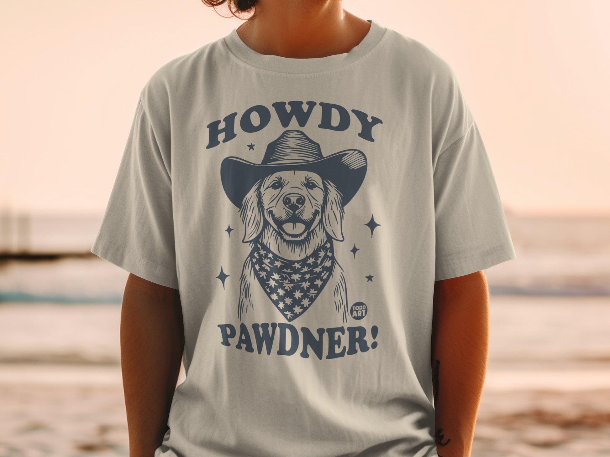 Howdy Pawdner Dog Wearing Cowboy Hat T-Shirt