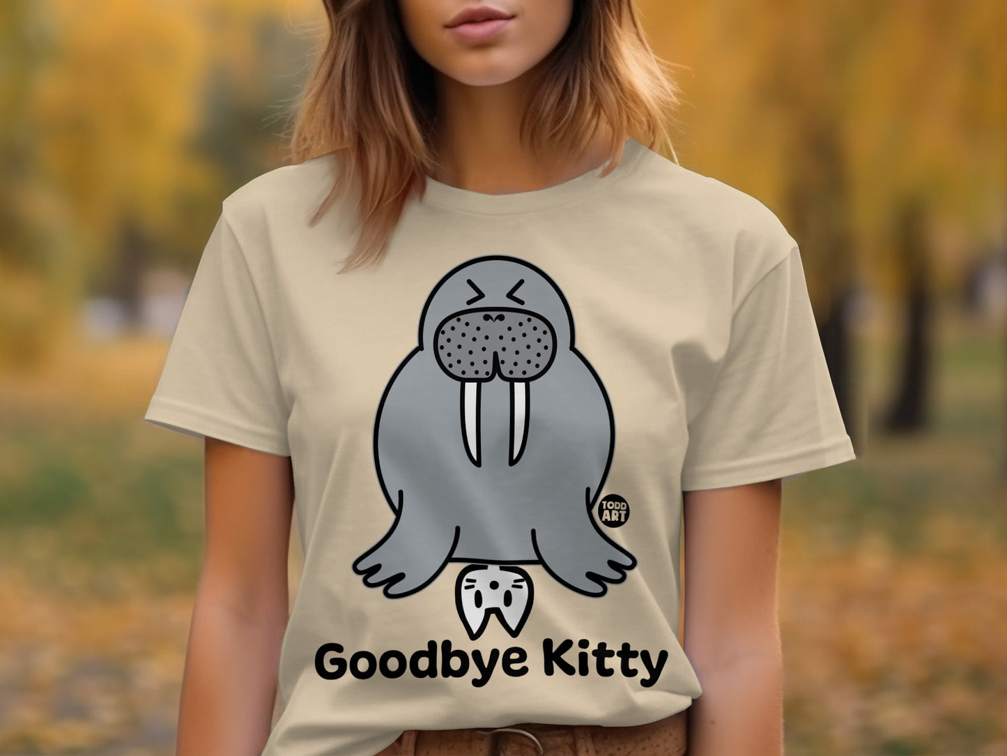 Goodbye Kitty Walrus Graphic Tee Shirt