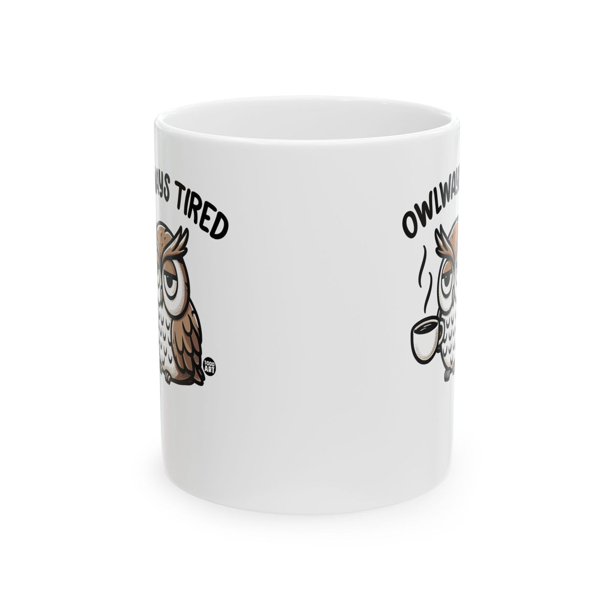 Exhausted Owl with Coffee Todd Art Mug