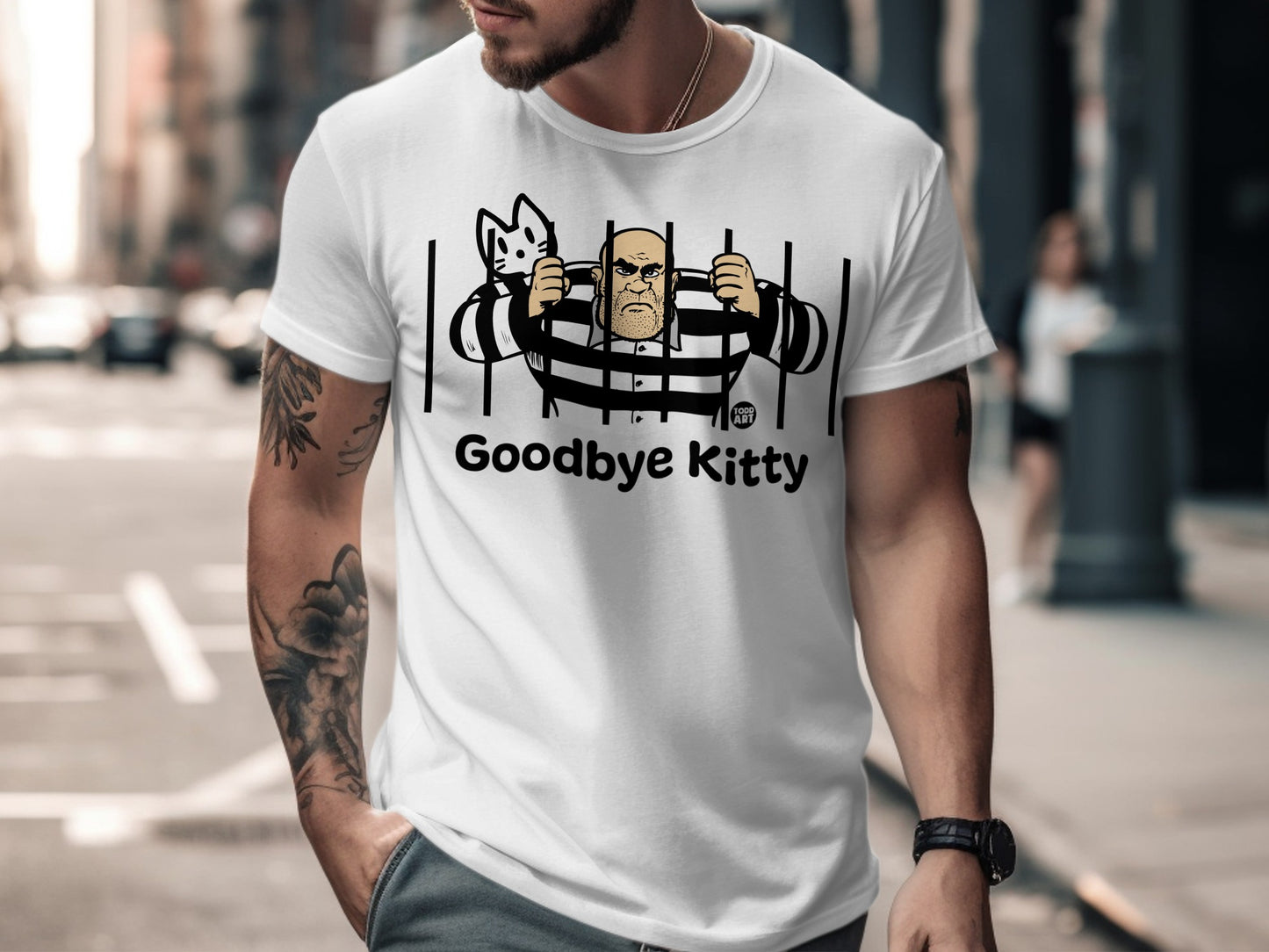 Goodbye Kitty Funny Graphic T-Shirt Casual Wear