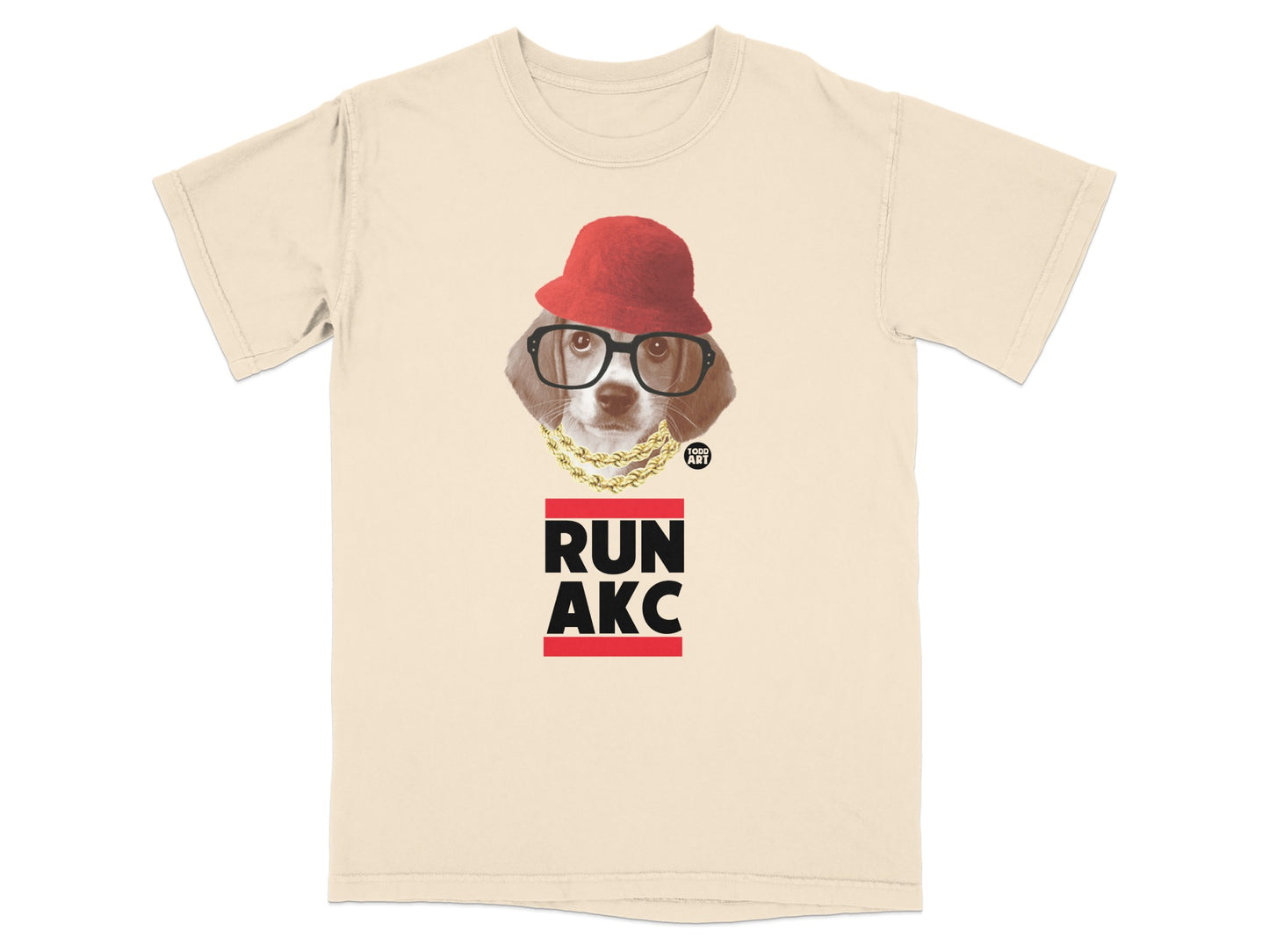 RUN AKC Dog Wearing Hat and Glasses Graphic T-Shirt
