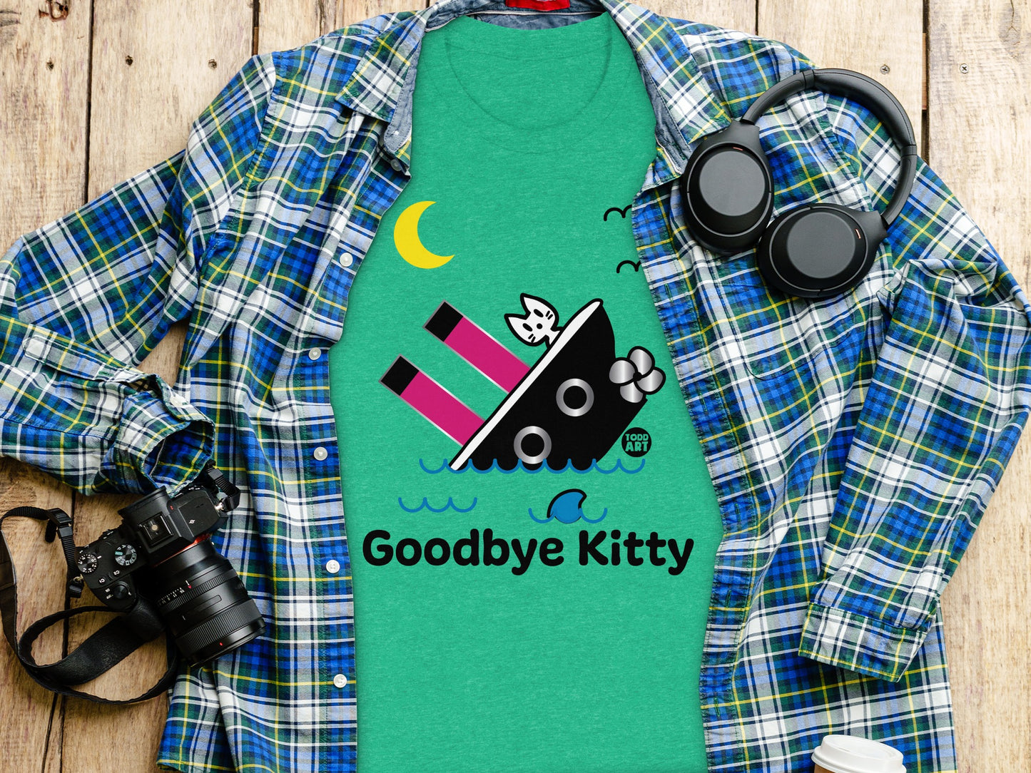 Goodbye Kitty Graphic Tee Fun Cat Print Shirt