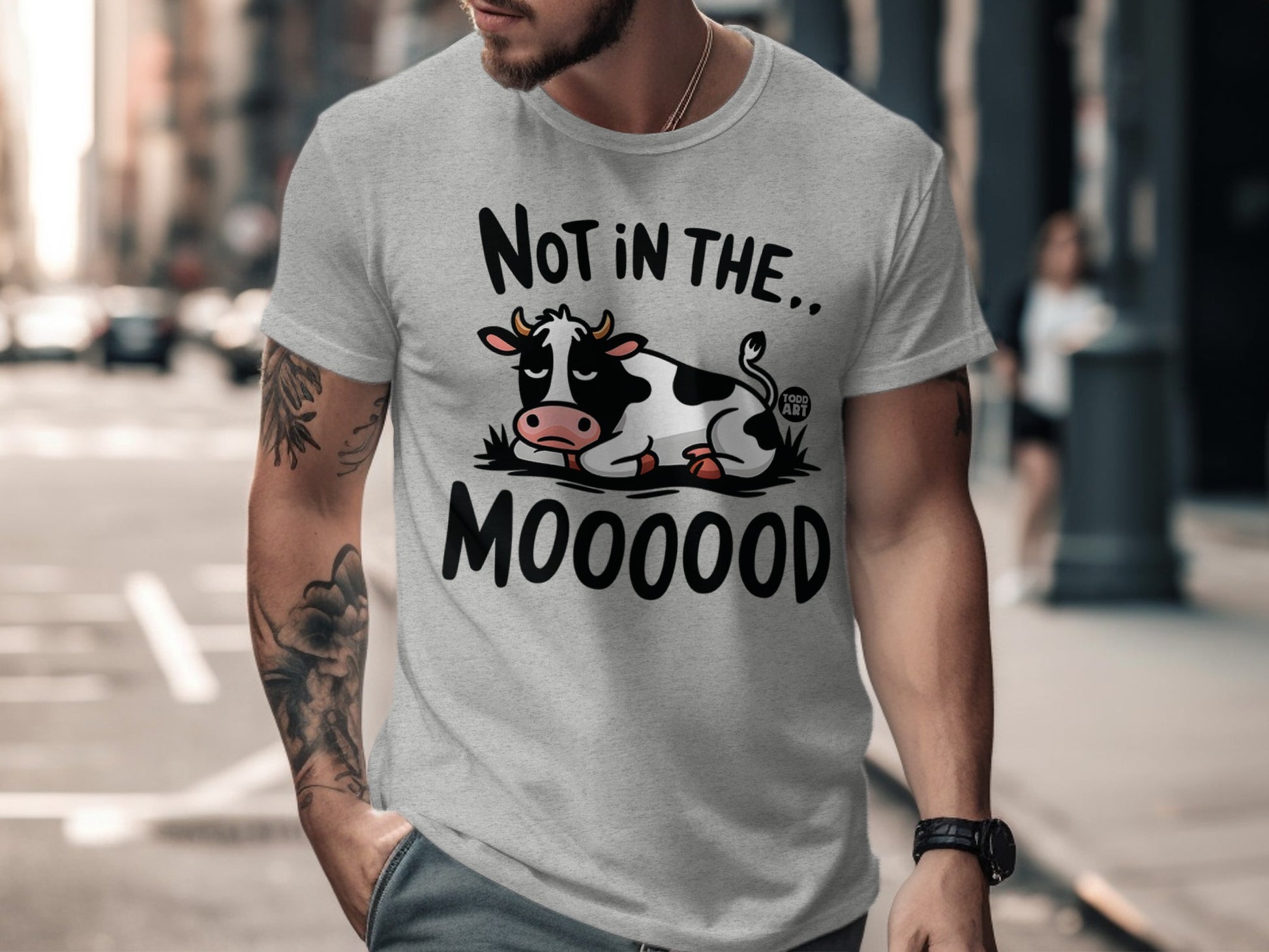 Not in The Mooood Funny Cow Graphic Art T-shirt