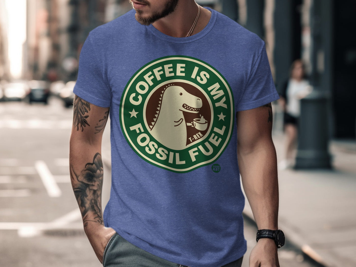Coffee Is My Fossil Fuel T-Rex Graphic T-shirt