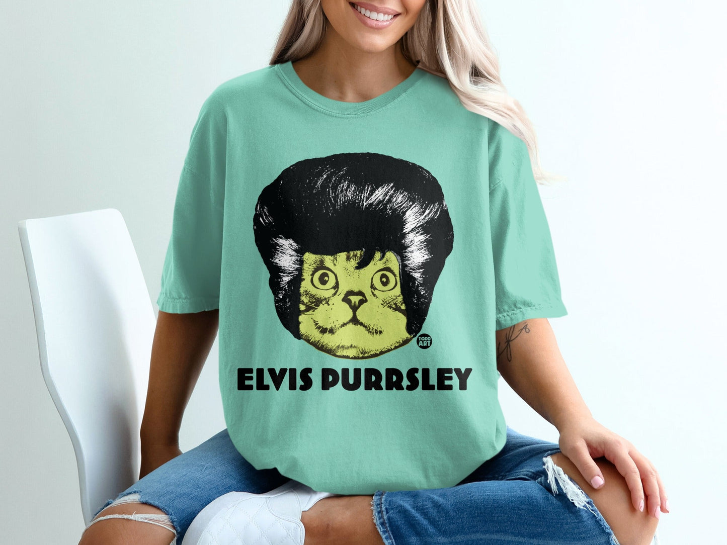 Elvis Purrsley Cat Graphic T-Shirt