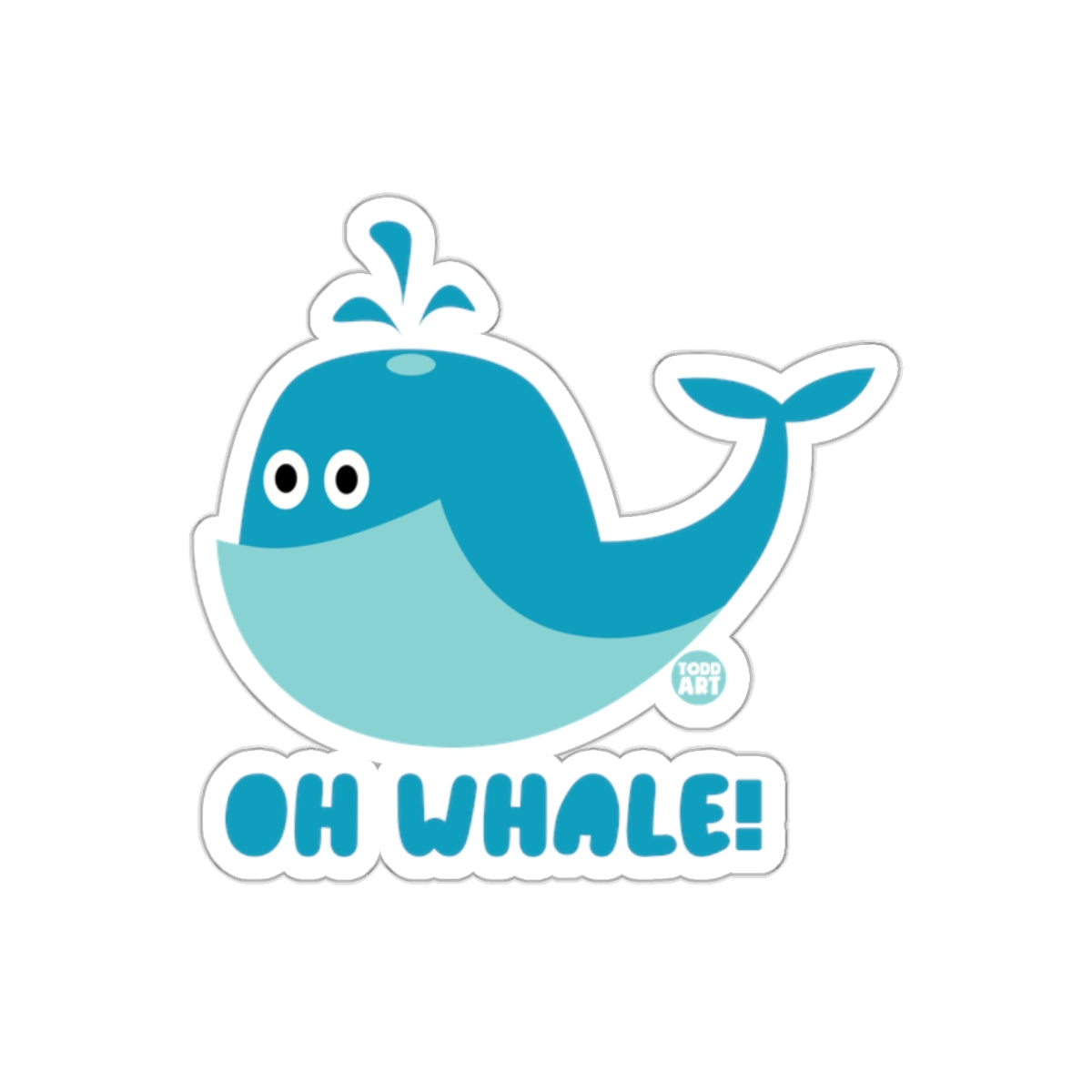 Oh Whale Cartoon Blue Whale Design Fun Sticker