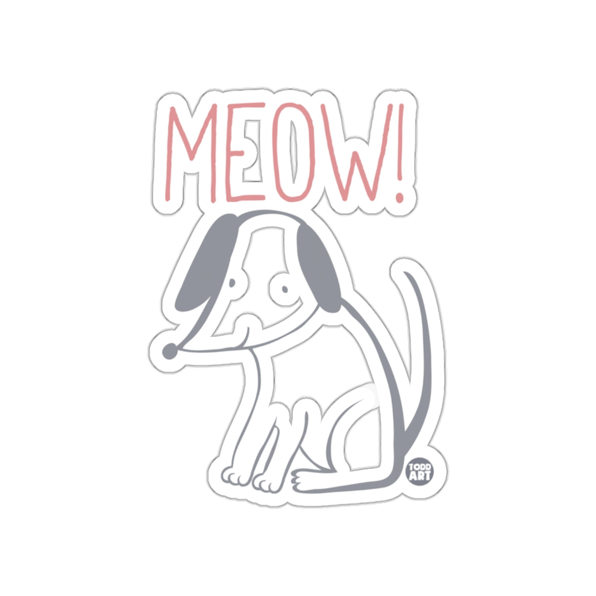 Meow Cartoon Dog Graphic Sticker Design