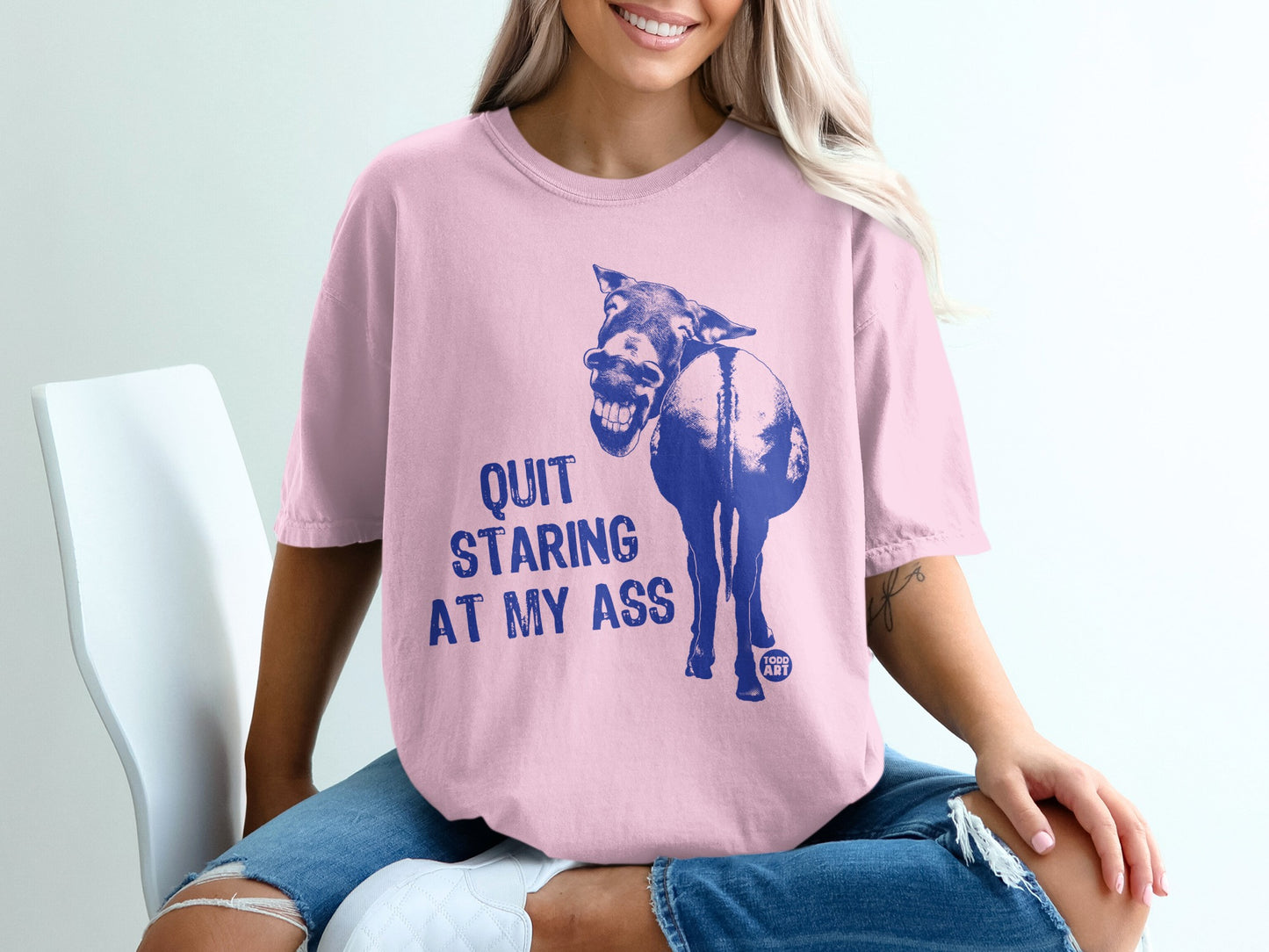 Quit Staring at My Ass Fun Graphic T-Shirt