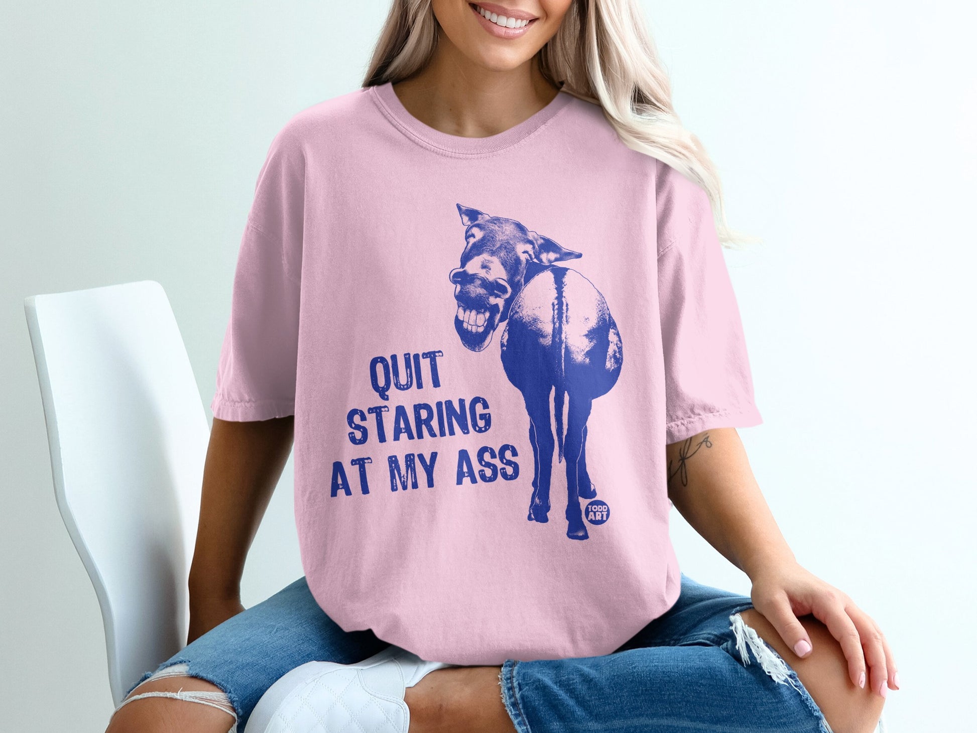Quit Staring at My Ass Fun Graphic T-Shirt