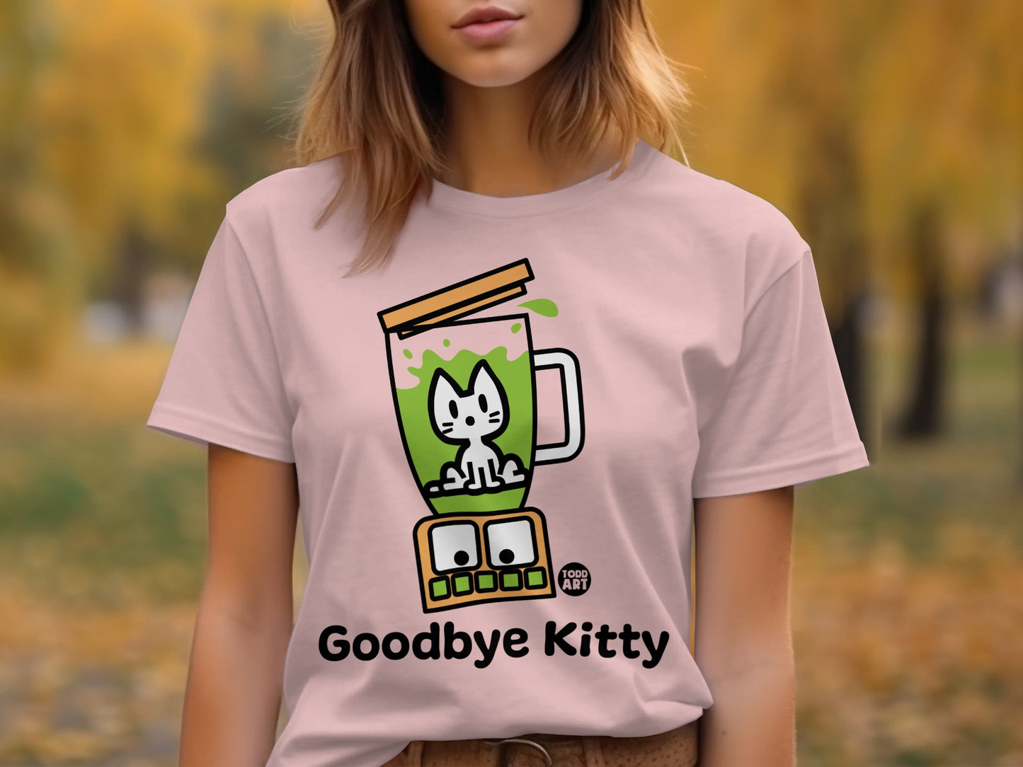Goodbye Kitty Cute Graphic Pink T-Shirt