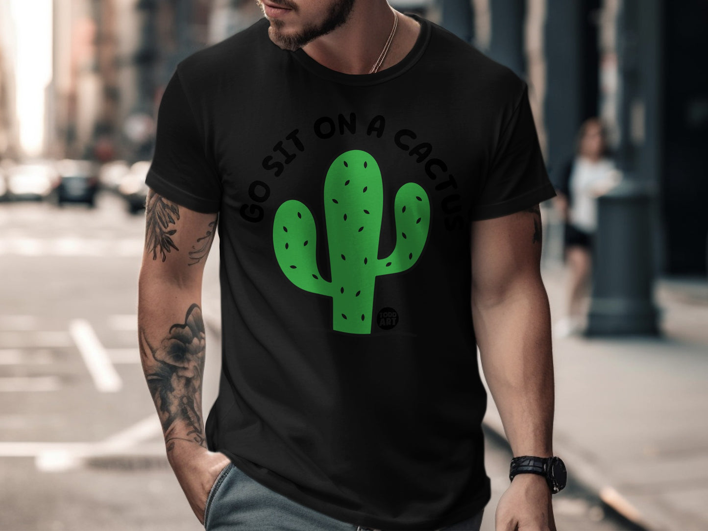 Go Sit On A Cactus Funny Graphic T-Shirt