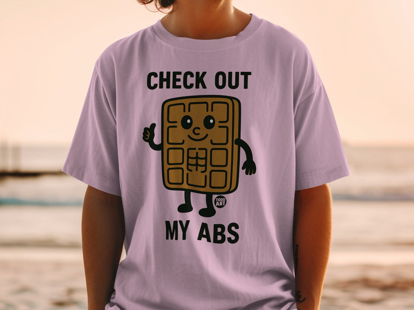 Check Out My Abs Waffle Character T-Shirt
