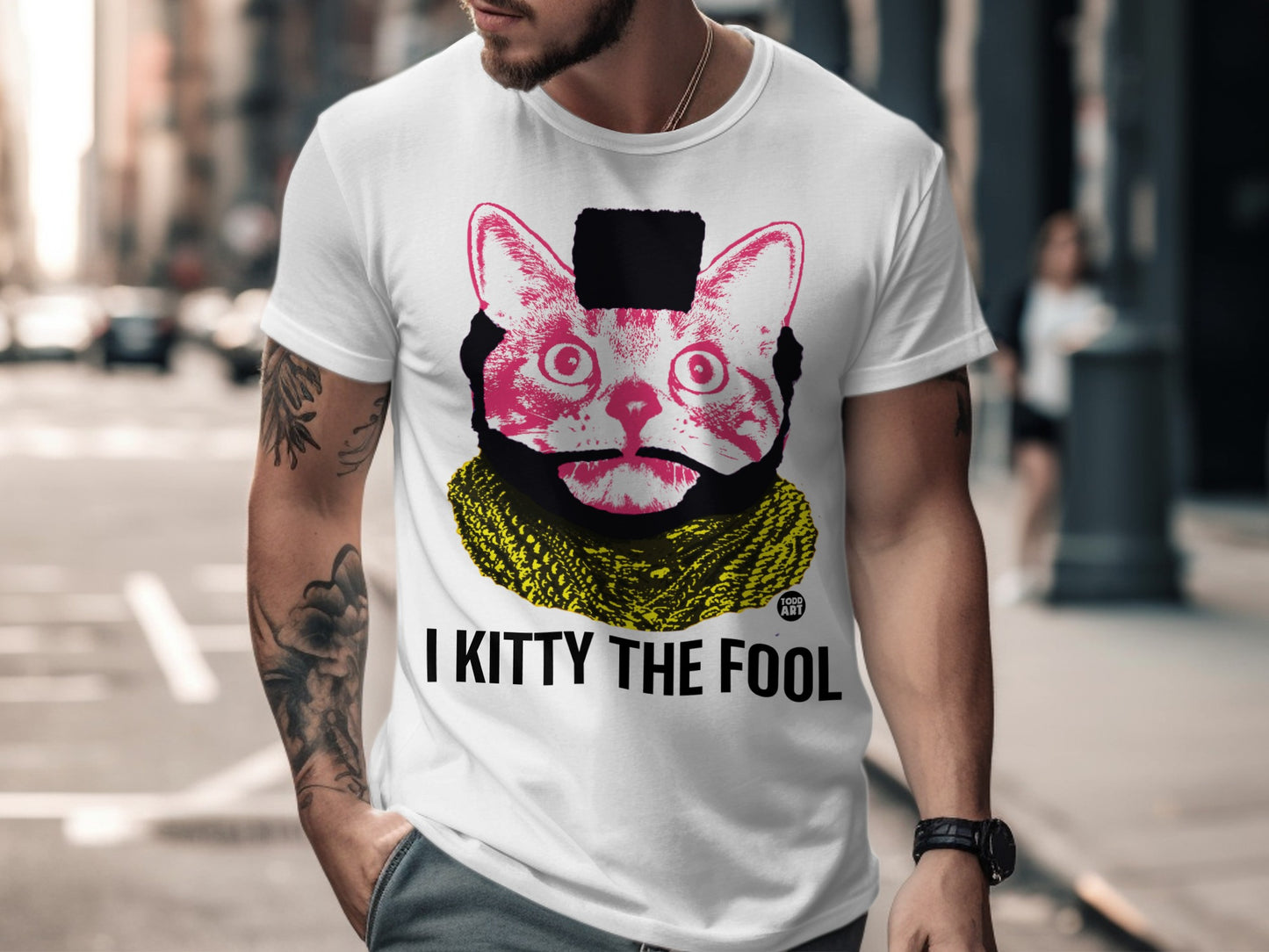I KITTY THE FOOL Graphic Cat Print T-shirt