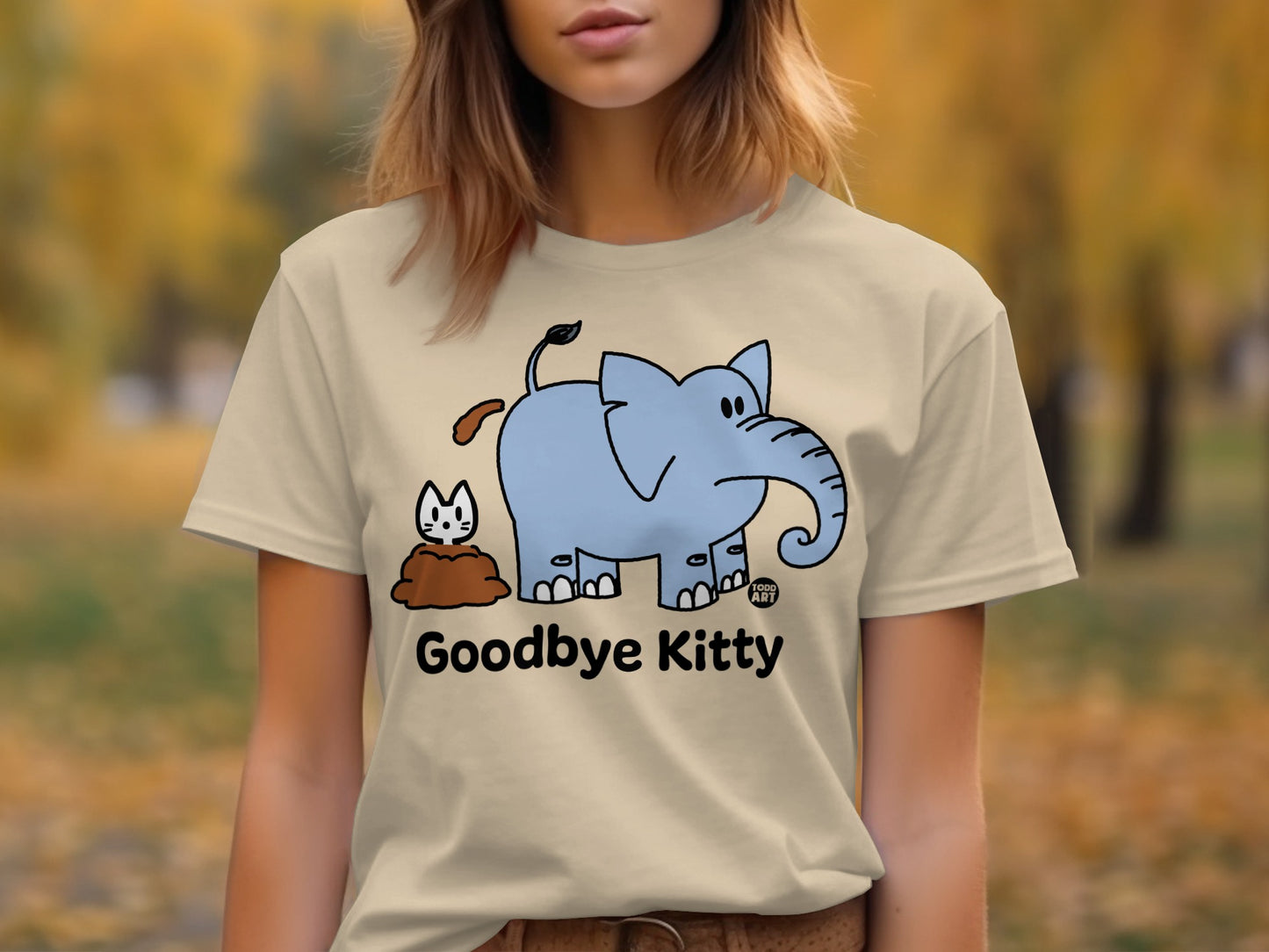 Goodbye Kitty Elephant Print T-Shirt