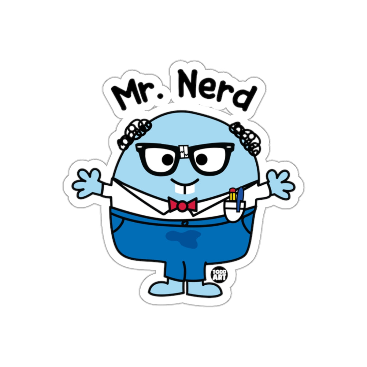 Mr. Nerd Cartoon Character Sticker for All Ages