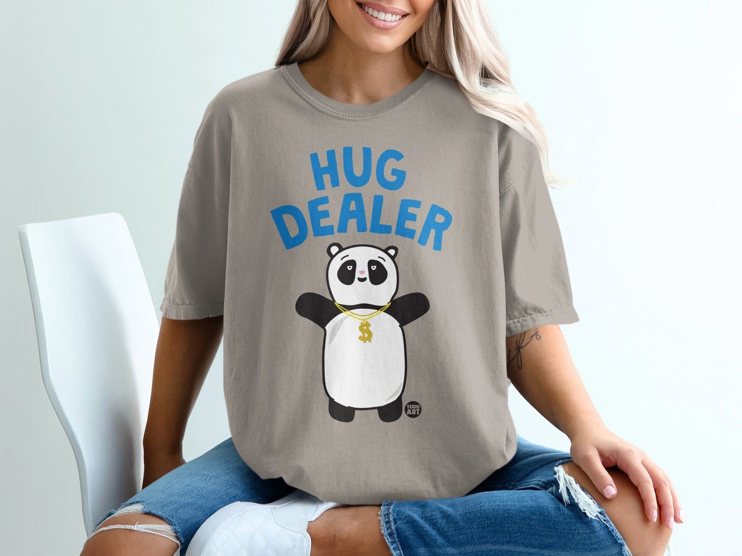 Hug Dealer Panda Graphic Tee Shirt For Fun Styling