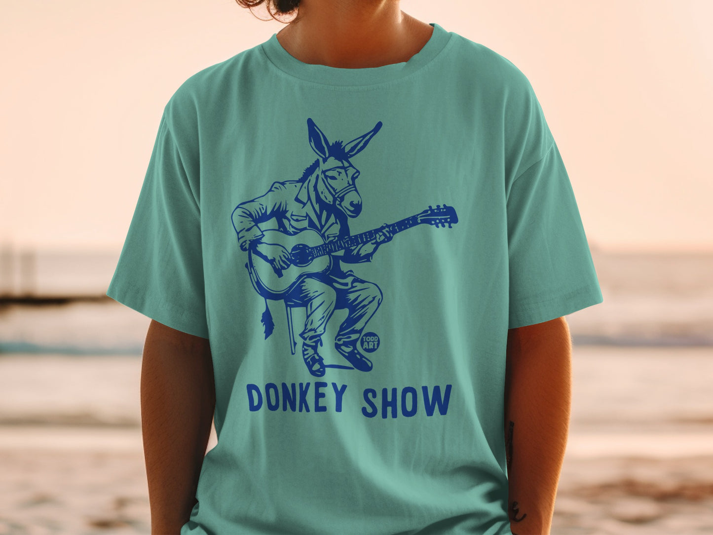 Donkey Show Graphic Tee with Guitar Playing Artwork
