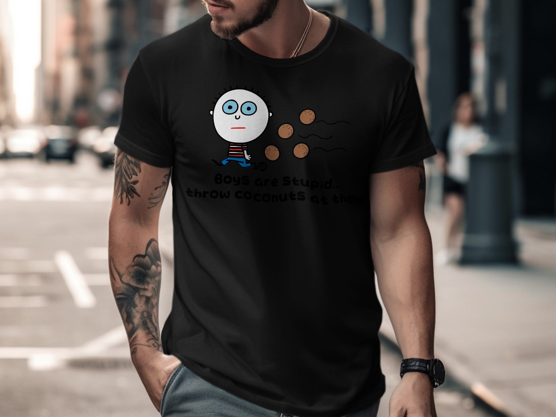 Boys Are Stupid Throw Coconuts Funny Shirt