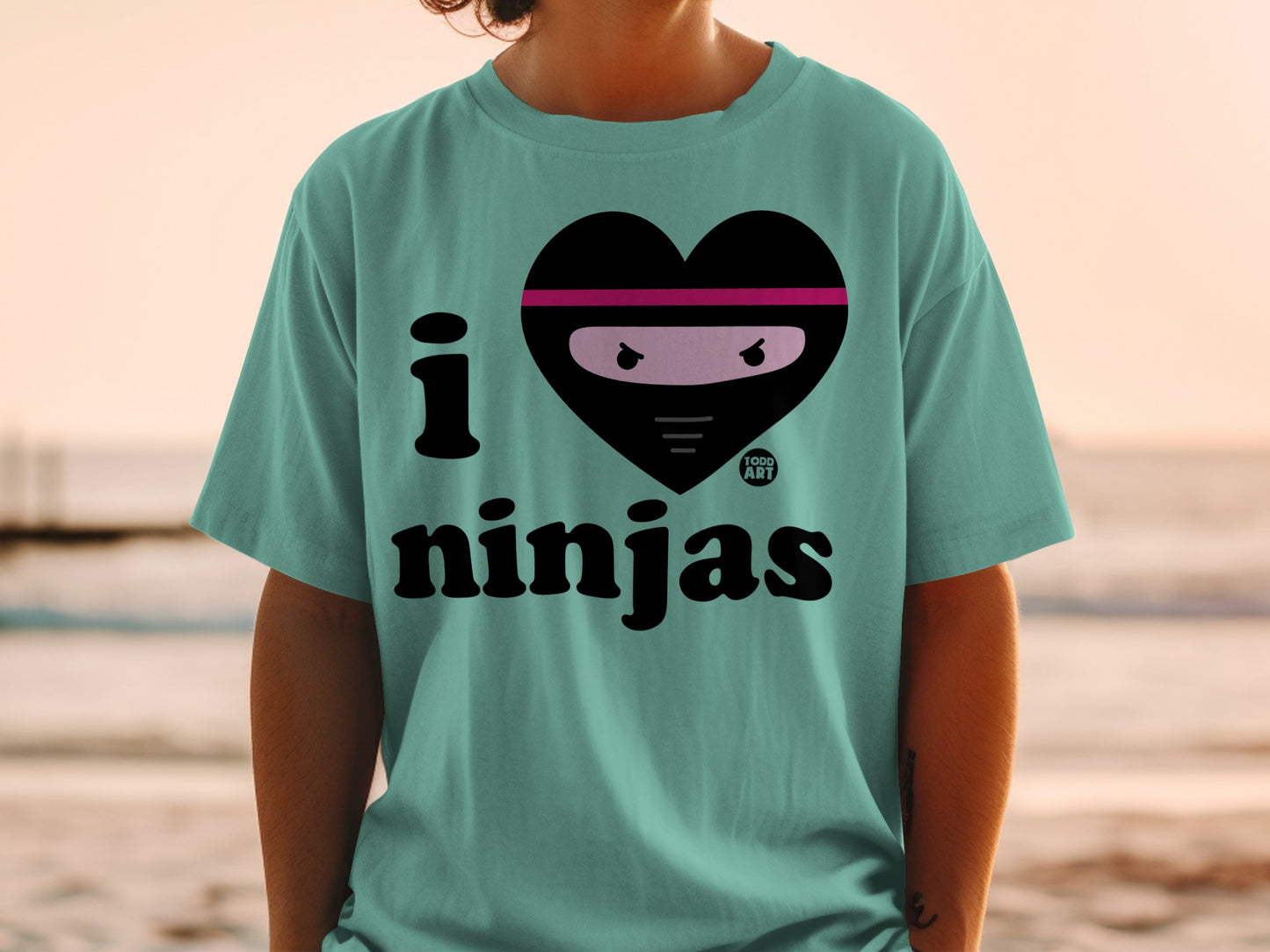 I Heart Ninjas Graphic Tee Shirt Ideal for Ninja Fans