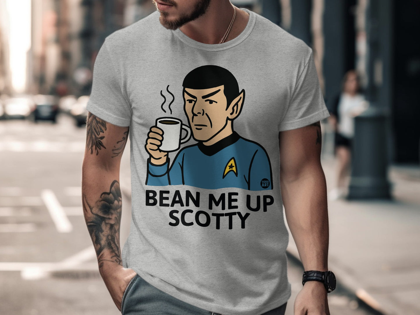 Bean Me Up Scotty Funny Coffee Lover T-Shirt