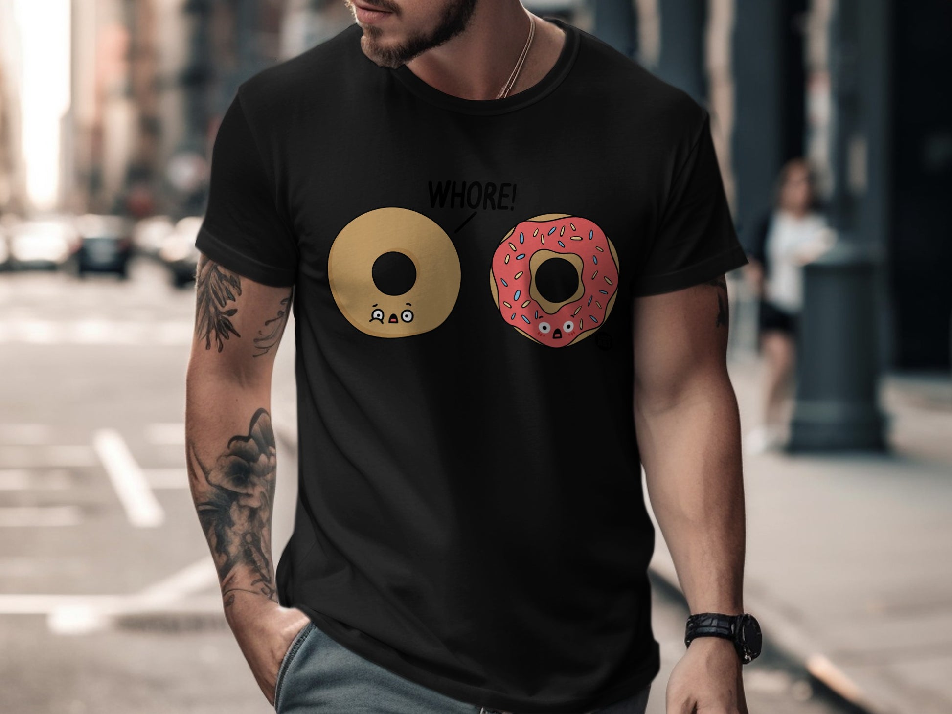 Funny Donut Faces Cute Humorous Graphic T-shirt